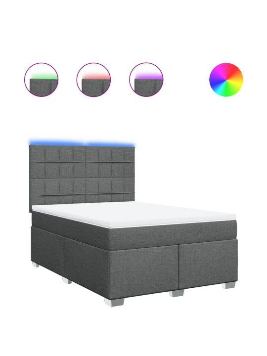 Box spring postel s matrací tmavě šedá 160x200 cm textil