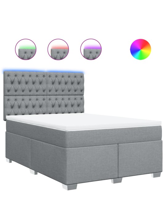 Box spring postel s matrací světle šedá 160 x 200 cm textil