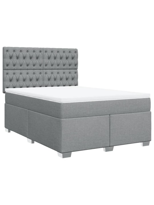 Box spring postel s matrací světle šedá 160 x 200 cm textil