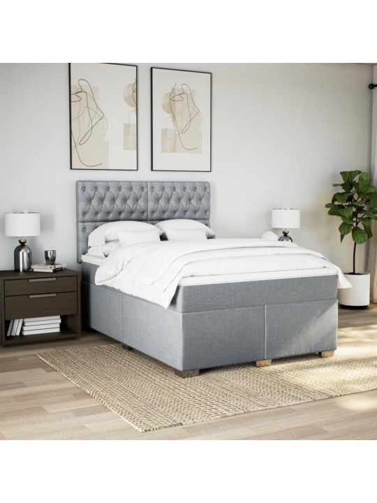 Box spring postel s matrací světle šedá 160 x 200 cm textil