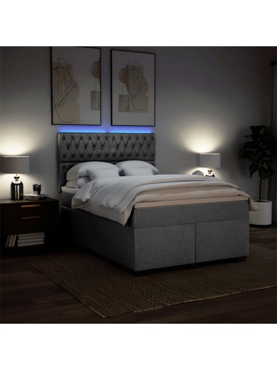 Box spring postel s matrací světle šedá 160 x 200 cm textil