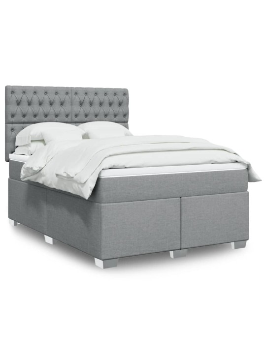 Box spring postel s matrací světle šedá 160 x 200 cm textil