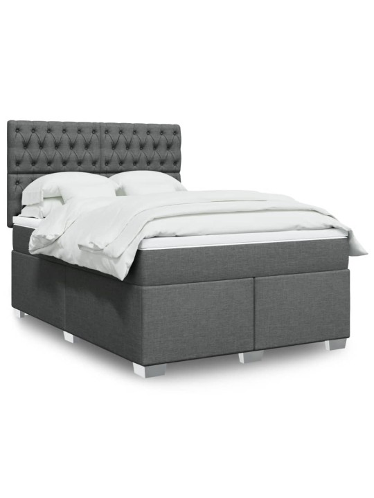 Box spring postel s matrací tmavě šedá 160x200 cm textil