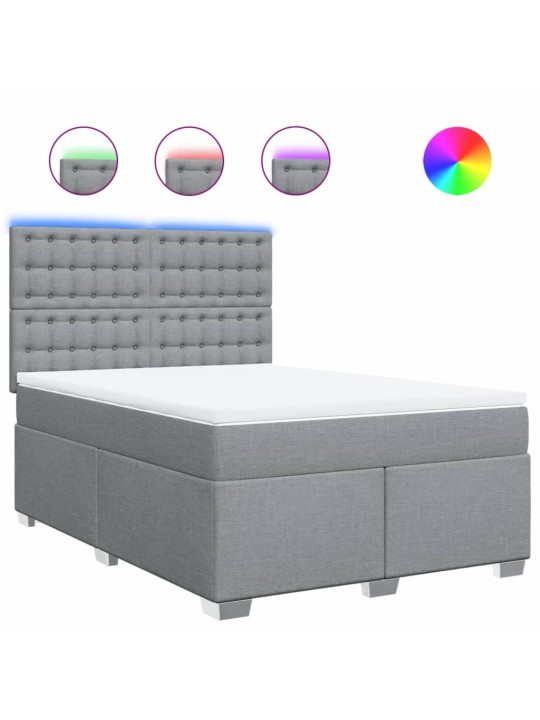 Box spring postel s matrací světle šedá 160 x 200 cm textil