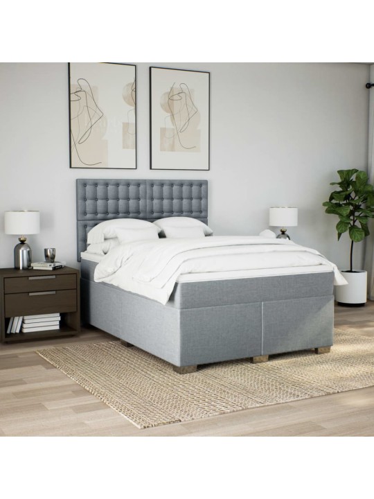 Box spring postel s matrací světle šedá 160 x 200 cm textil