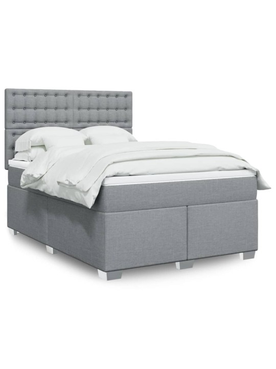 Box spring postel s matrací světle šedá 160 x 200 cm textil