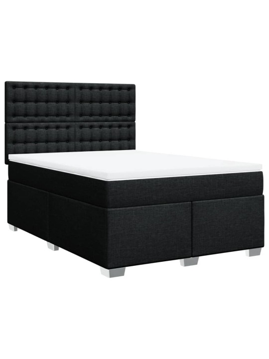 Box spring postel s matrací černá 160x200 cm textil