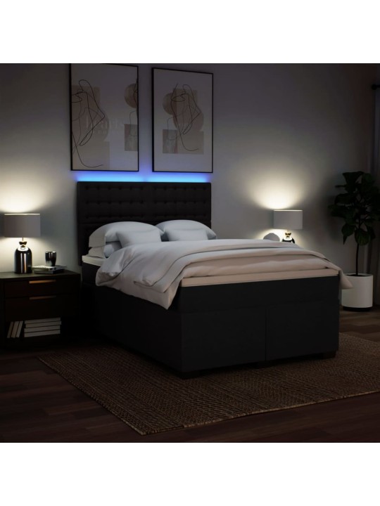 Box spring postel s matrací černá 160x200 cm textil