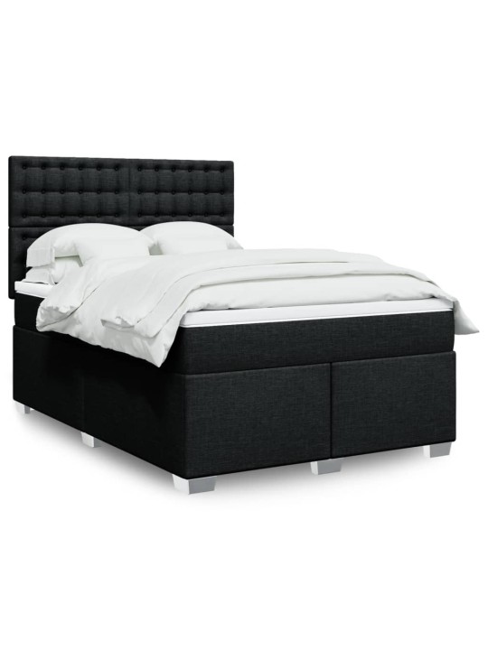 Box spring postel s matrací černá 160x200 cm textil