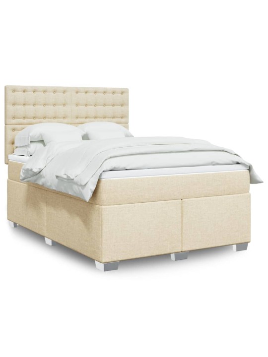 Box spring postel s matrací krémová 160x200 cm textil