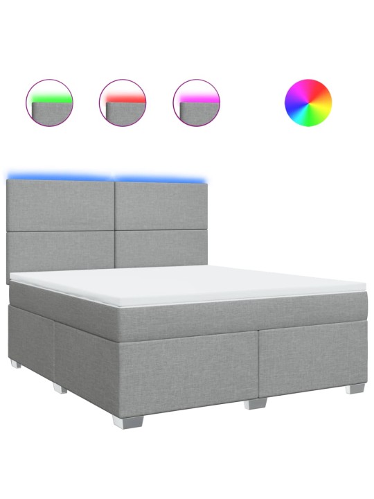 Box spring postel s matrací světle šedá 180 x 200 cm textil