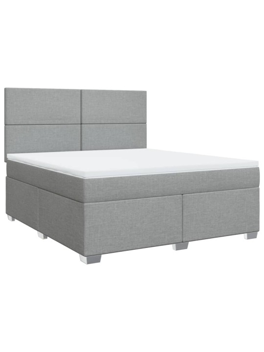 Box spring postel s matrací světle šedá 180 x 200 cm textil