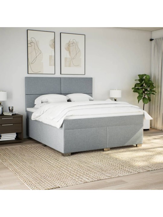 Box spring postel s matrací světle šedá 180 x 200 cm textil