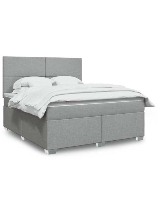 Box spring postel s matrací světle šedá 180 x 200 cm textil