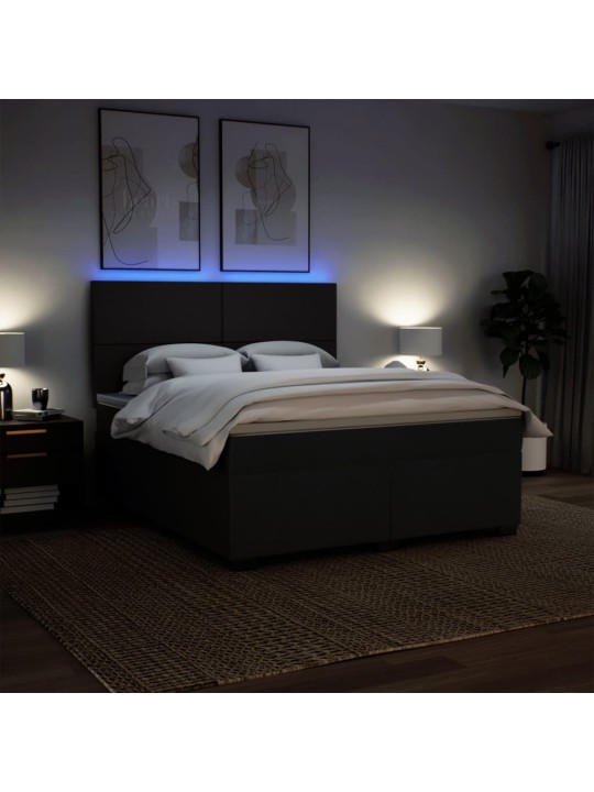 Box spring postel s matrací černá 180x200 cm textil