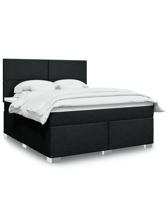 Box spring postel s matrací černá 180x200 cm textil