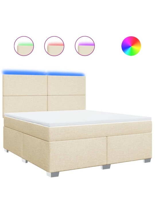 Box spring postel s matrací krémová 180x200 cm textil