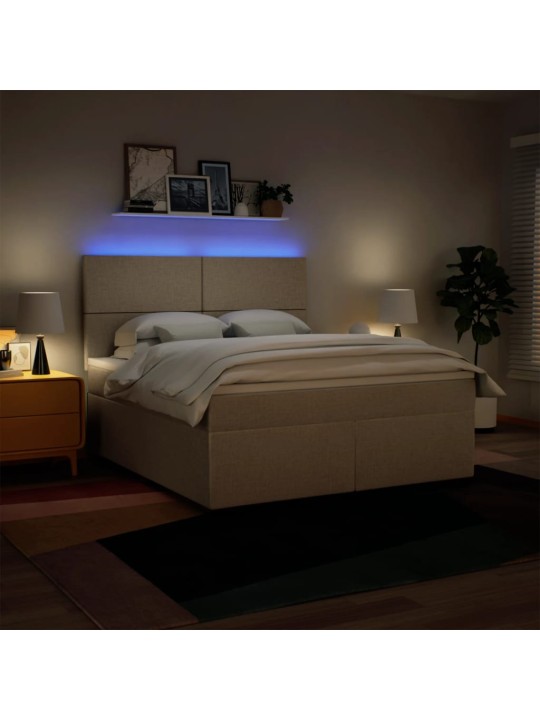 Box spring postel s matrací krémová 180x200 cm textil