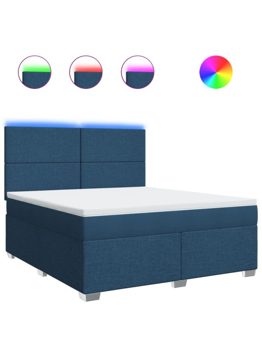 Box spring postel s matrací modrá 180x200 cm textil