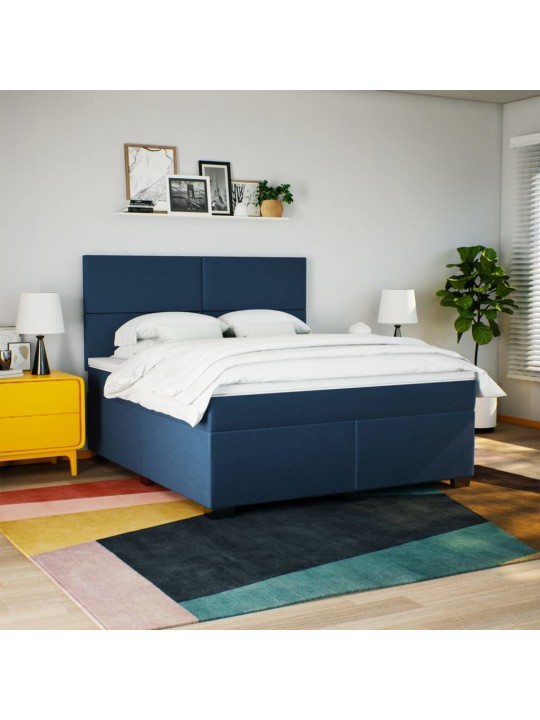 Box spring postel s matrací modrá 180x200 cm textil