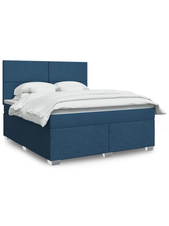 Box spring postel s matrací modrá 180x200 cm textil