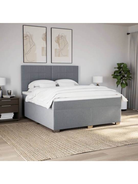 Box spring postel s matrací světle šedá 180 x 200 cm textil