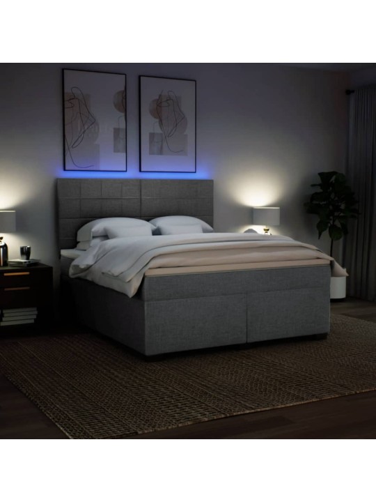 Box spring postel s matrací světle šedá 180 x 200 cm textil