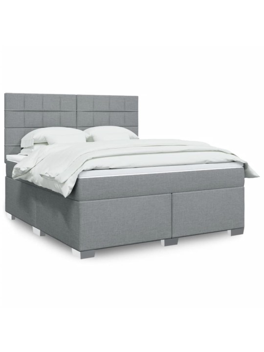 Box spring postel s matrací světle šedá 180 x 200 cm textil