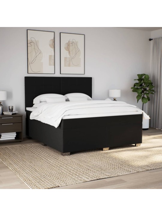 Box spring postel s matrací černá 180x200 cm textil