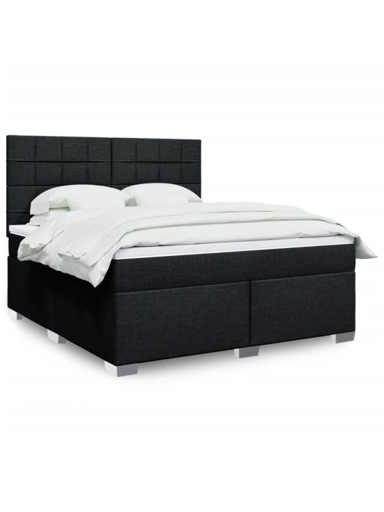 Box spring postel s matrací černá 180x200 cm textil
