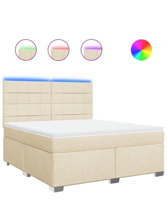 Box spring postel s matrací krémová 180x200 cm textil