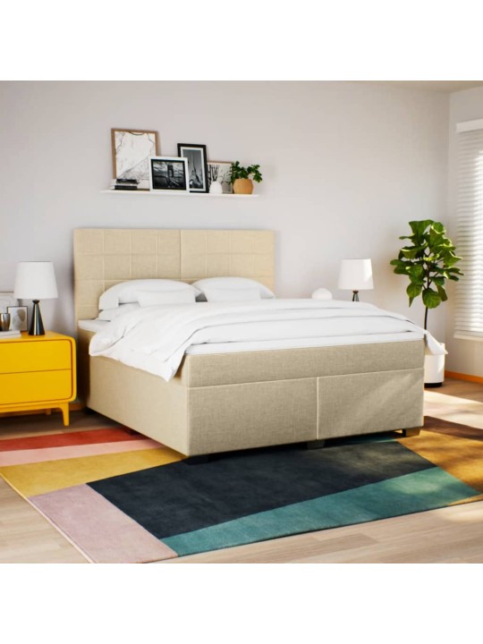 Box spring postel s matrací krémová 180x200 cm textil