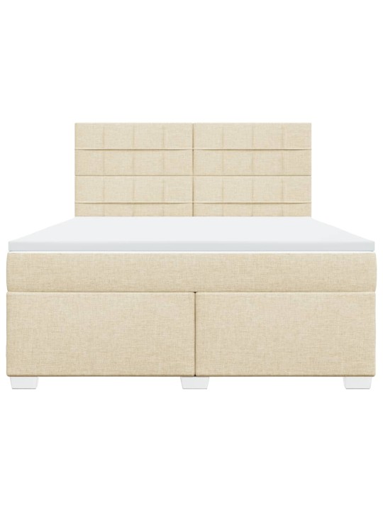 Box spring postel s matrací krémová 180x200 cm textil