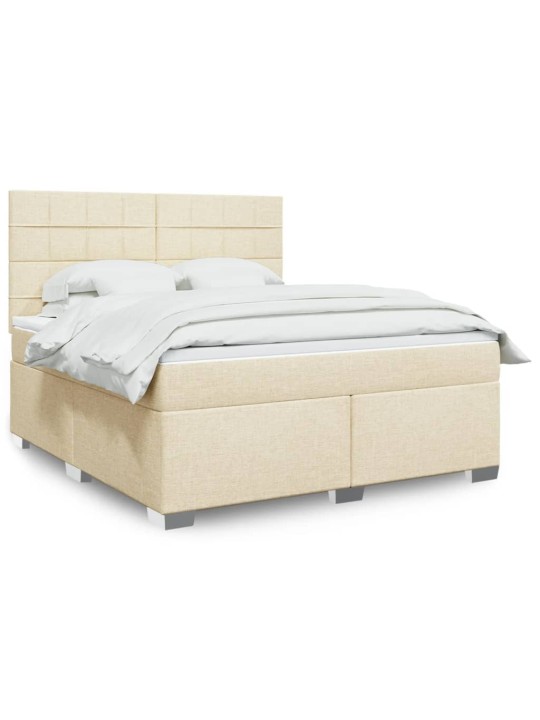 Box spring postel s matrací krémová 180x200 cm textil