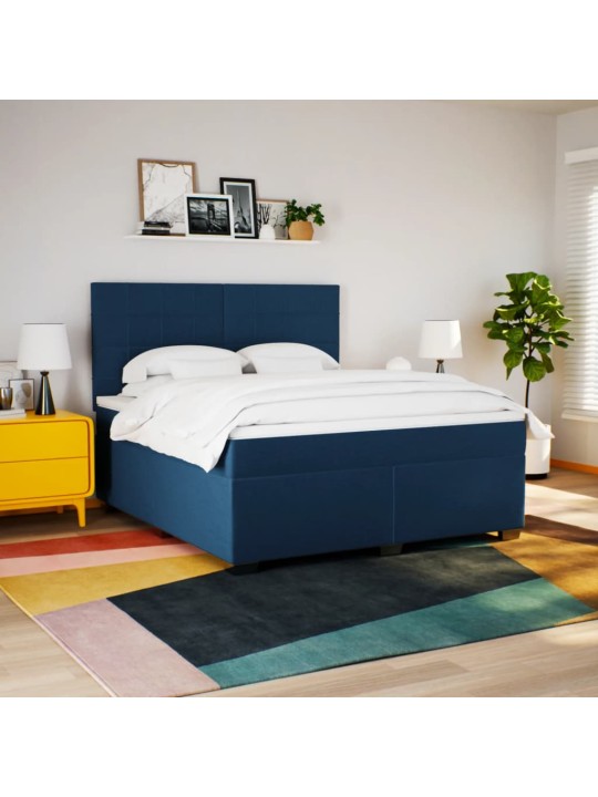 Box spring postel s matrací modrá 180x200 cm textil