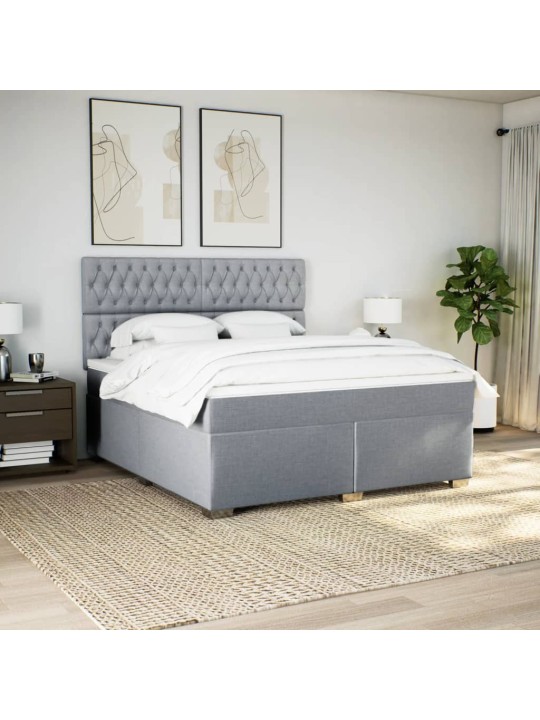 Box spring postel s matrací světle šedá 180 x 200 cm textil