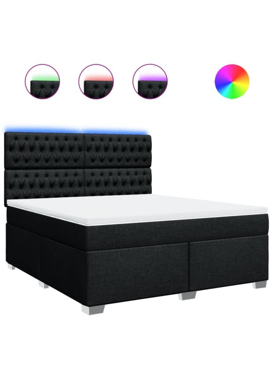 Box spring postel s matrací černá 180x200 cm textil