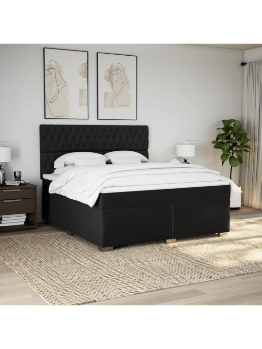 Box spring postel s matrací černá 180x200 cm textil