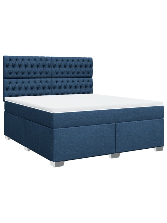 Box spring postel s matrací modrá 180x200 cm textil