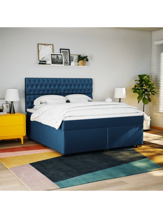 Box spring postel s matrací modrá 180x200 cm textil