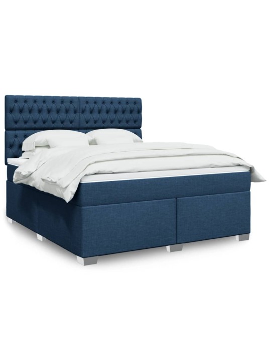 Box spring postel s matrací modrá 180x200 cm textil