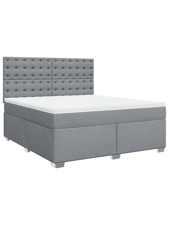 Box spring postel s matrací světle šedá 180 x 200 cm textil