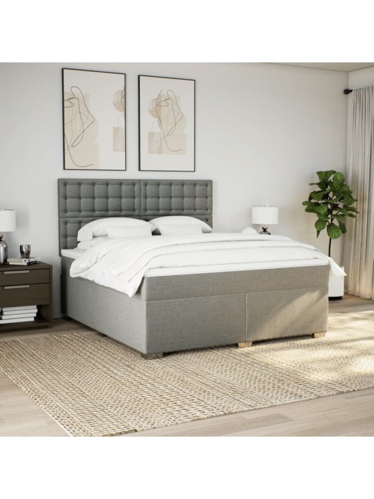 Box spring postel s matrací světle šedá 180 x 200 cm textil