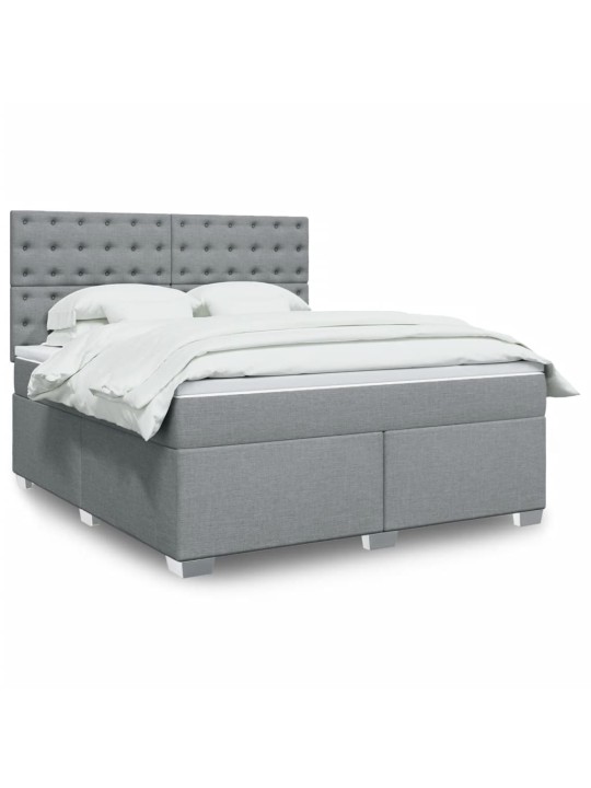 Box spring postel s matrací světle šedá 180 x 200 cm textil