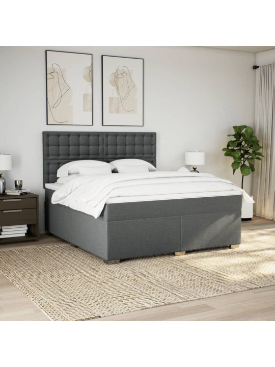 Box spring postel s matrací tmavě šedá 180x200 cm textil