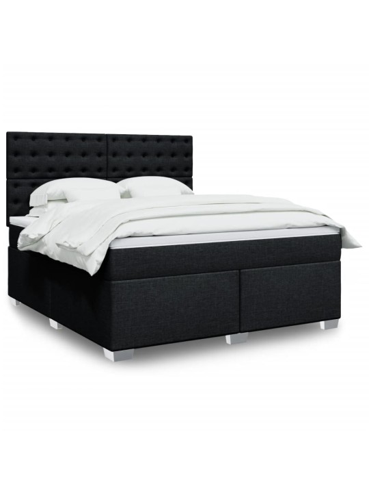 Box spring postel s matrací černá 180x200 cm textil