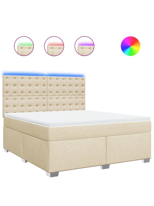 Box spring postel s matrací krémová 180x200 cm textil