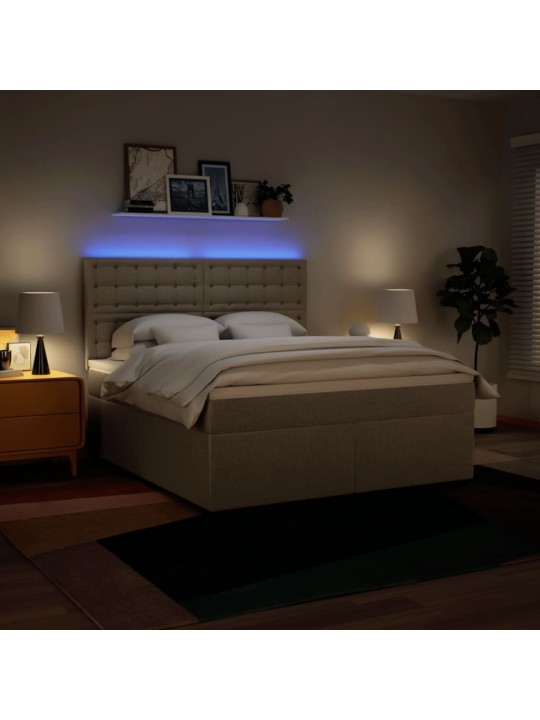 Box spring postel s matrací krémová 180x200 cm textil