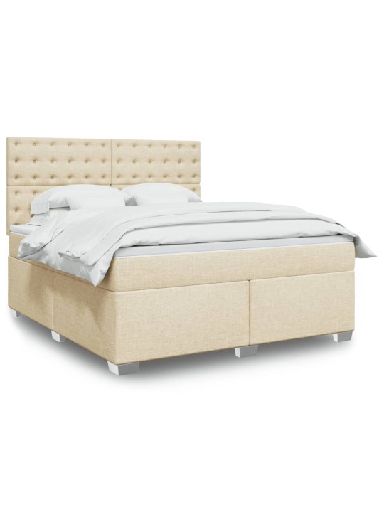 Box spring postel s matrací krémová 180x200 cm textil