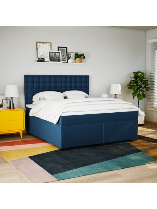 Box spring postel s matrací modrá 180x200 cm textil